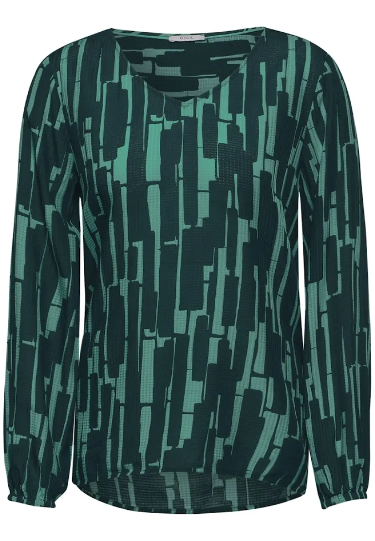 Bedruckte Bluse fir green