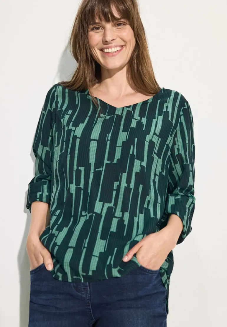 Bedruckte Bluse fir green