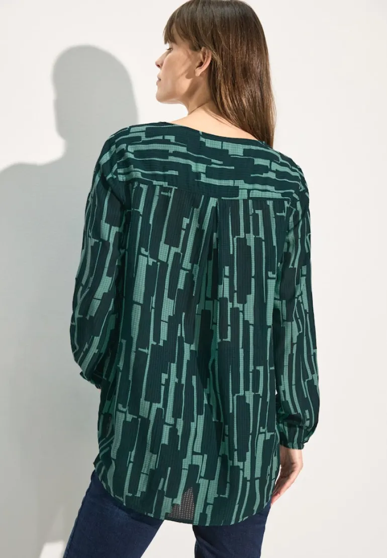 Bedruckte Bluse fir green