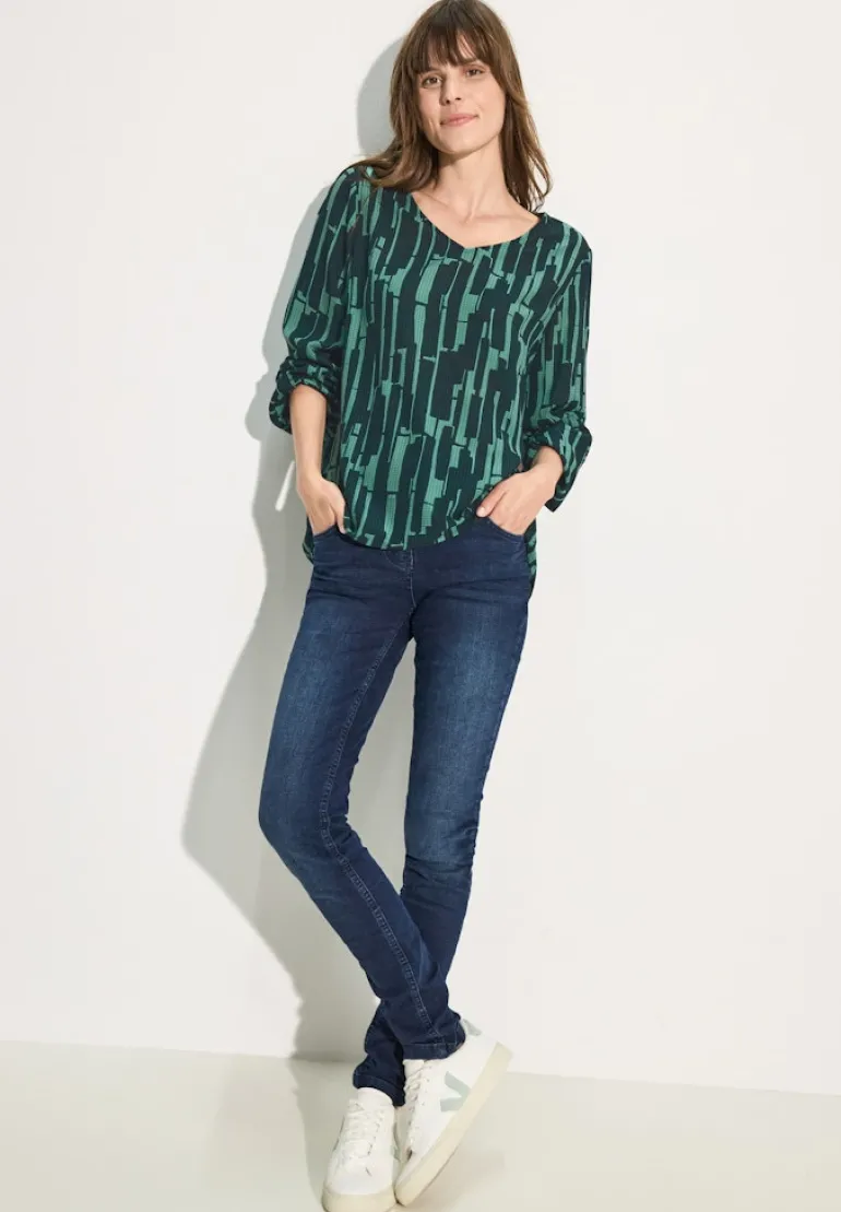 Bedruckte Bluse fir green