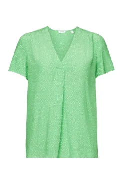 Bedruckte Bluse mit V-Ausschnitt citrus green
