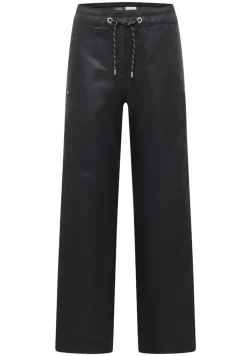 Beschichtete Wide Leg Hose black