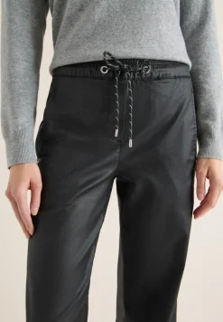 Beschichtete Wide Leg Hose black