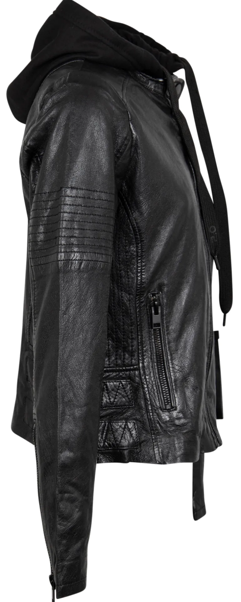 Bikerjacke mit abnehmbarem Jerseyhoodie schwarz