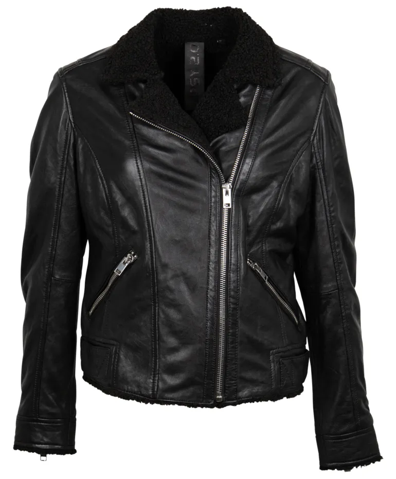 Bikerjacke mit kuscheligem Futter schwarz