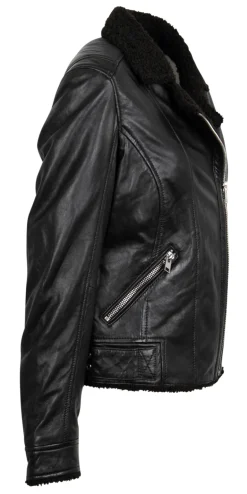 Bikerjacke mit kuscheligem Futter schwarz
