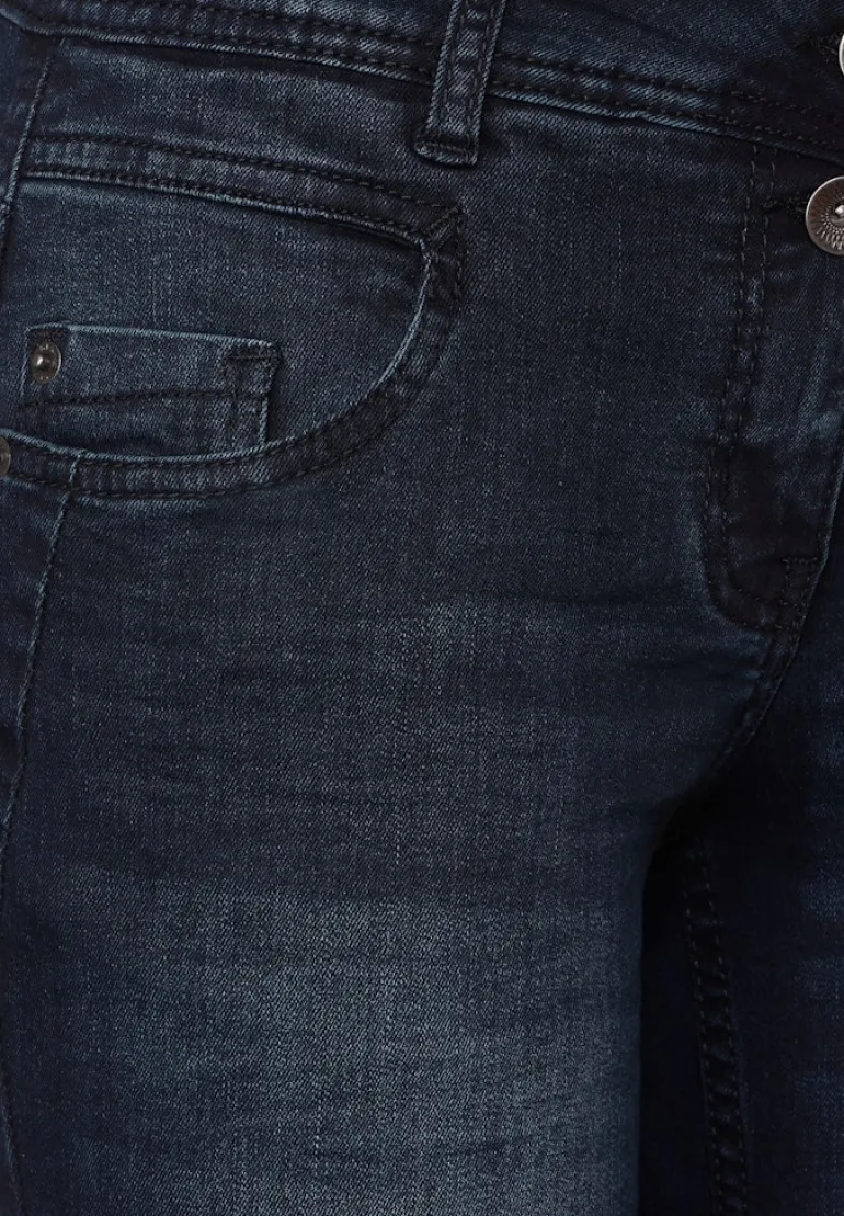 Blaue Loose Fit Jeans blue black random wash