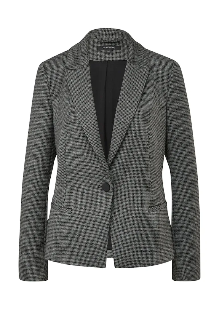 Blazer mit Pepita-Muste schwarz