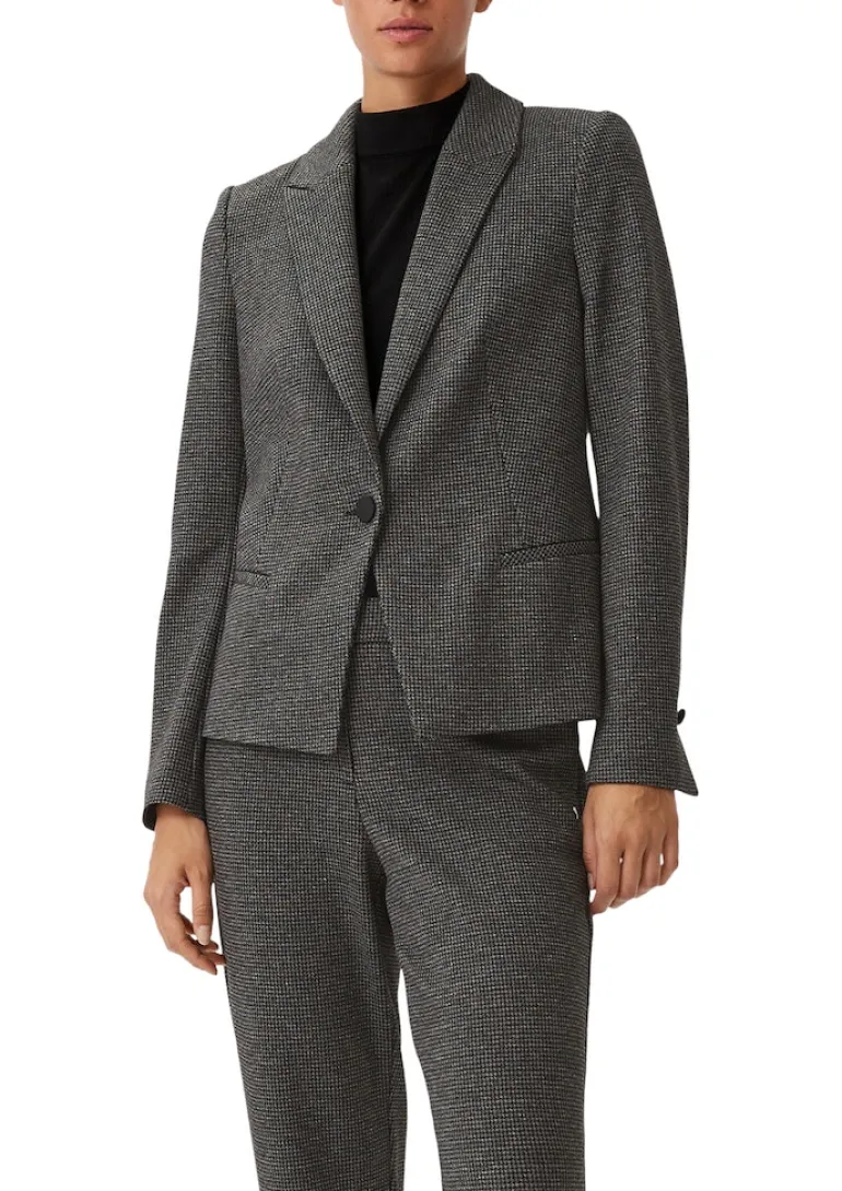 Blazer mit Pepita-Muste schwarz