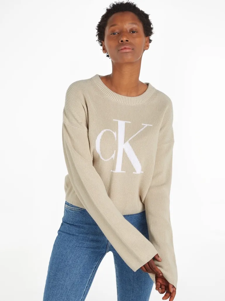 BLOWN UP CK LOOSE SWEATER classic beige