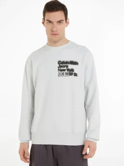 BLURRED ADDRESS LOGO CREW NECK ghost grey