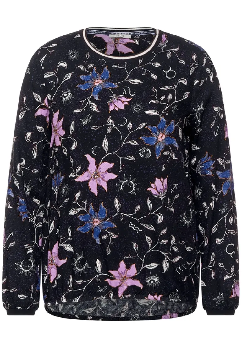 Bluse mit Blumen Print black