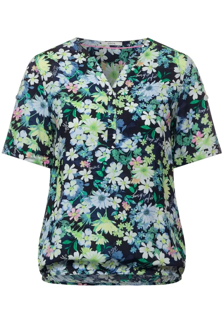 Bluse mit Blumen Print deep blue