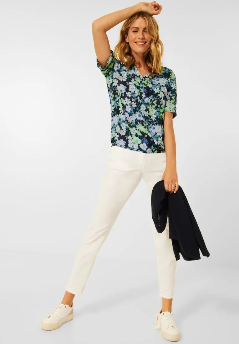 Bluse mit Blumen Print deep blue