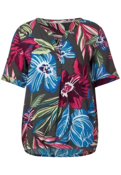 Bluse mit Blumenprint easy khaki