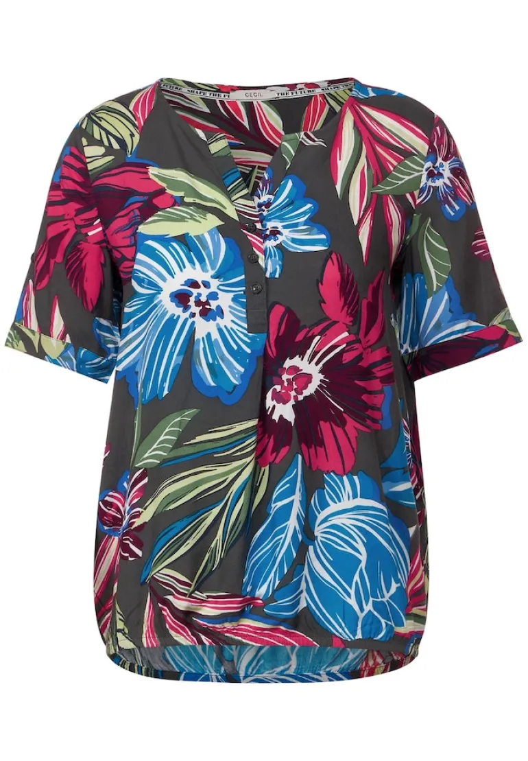 Bluse mit Blumenprint easy khaki