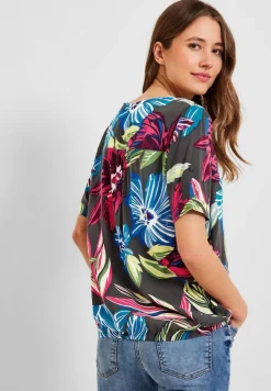 Bluse mit Blumenprint easy khaki