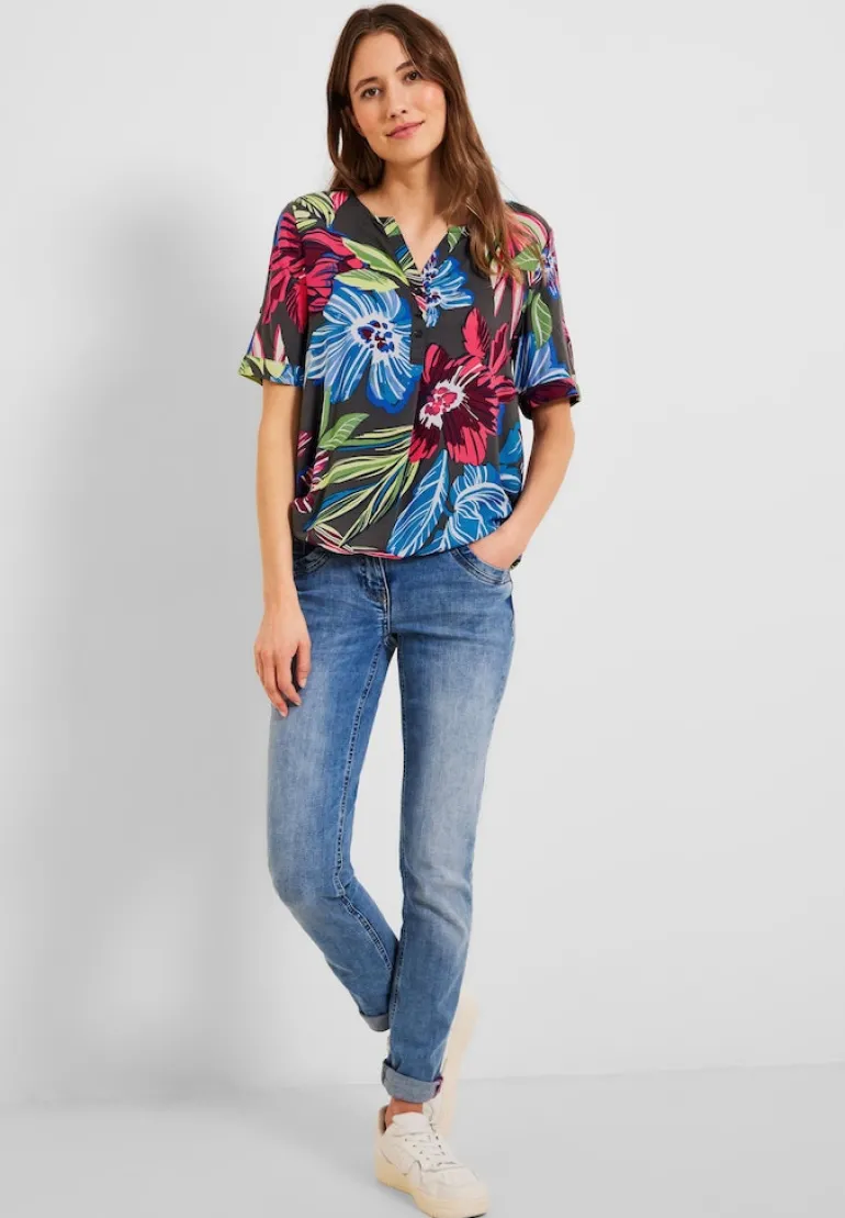 Bluse mit Blumenprint easy khaki
