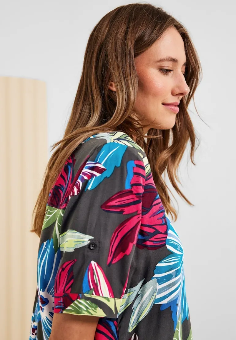 Bluse mit Blumenprint easy khaki