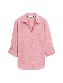 Bluse mit Brusttaschen berry red