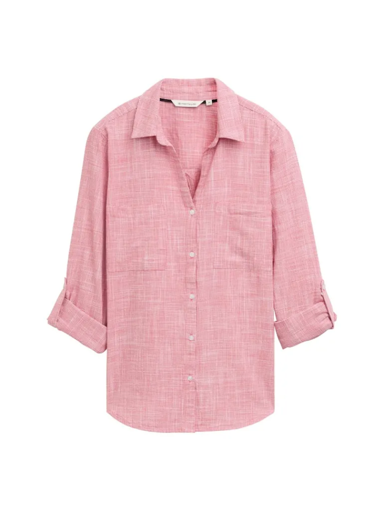 Bluse mit Brusttaschen berry red