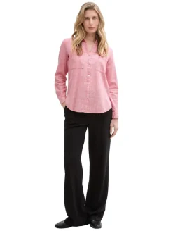 Bluse mit Brusttaschen berry red