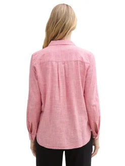 Bluse mit Brusttaschen berry red