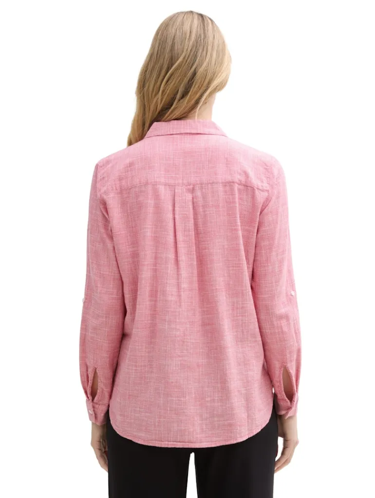 Bluse mit Brusttaschen berry red