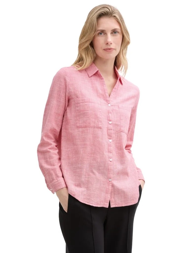 Bluse mit Brusttaschen berry red