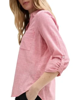 Bluse mit Brusttaschen berry red