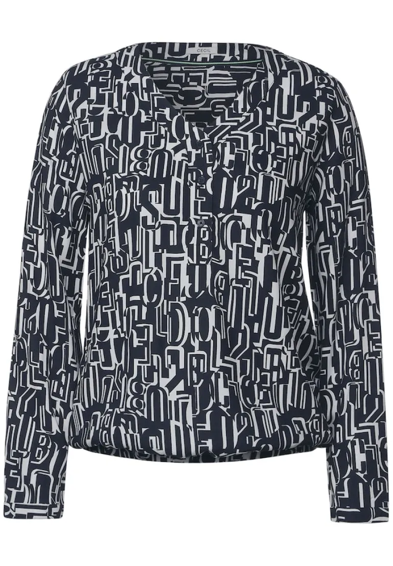 Bluse mit Buchstabenprint deep blue