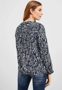 Bluse mit Buchstabenprint deep blue