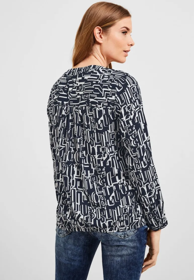 Bluse mit Buchstabenprint deep blue
