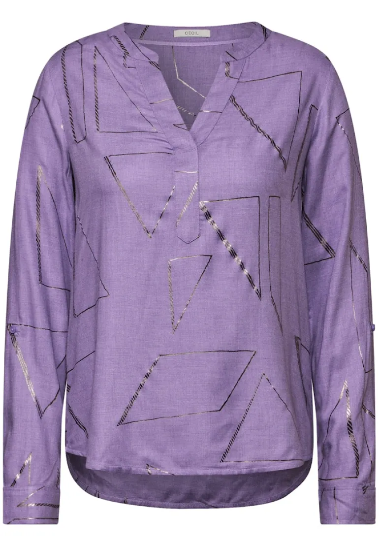 Bluse mit Folienprint gentle lilac melange