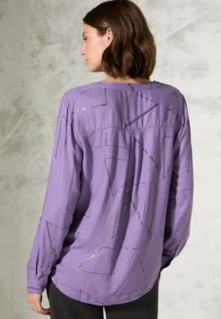 Bluse mit Folienprint gentle lilac melange