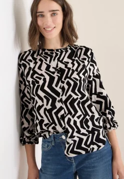 Bluse mit Grafikmuster light greige