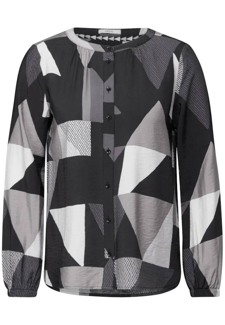 Bluse mit grafischem Muster black