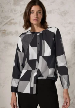 Bluse mit grafischem Muster black
