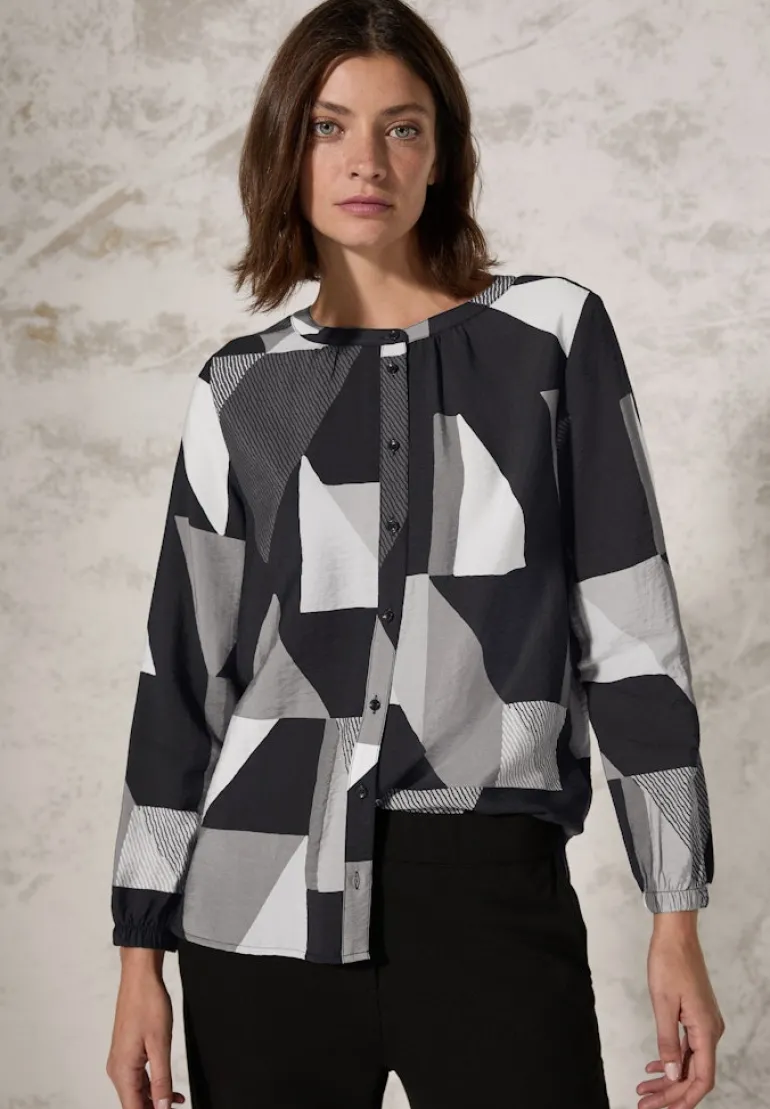 Bluse mit grafischem Muster black