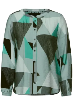 Bluse mit grafischem Muster glaced salvia green