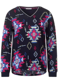 Bluse mit grafischem Print night sky blue