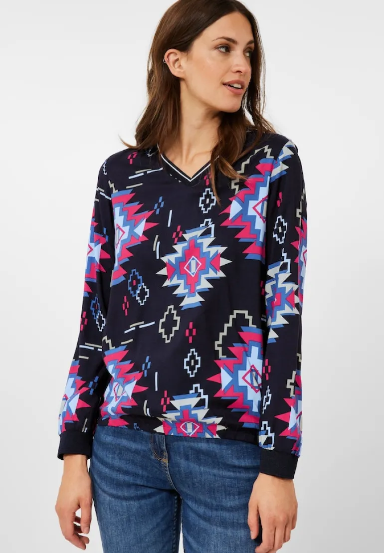 Bluse mit grafischem Print night sky blue