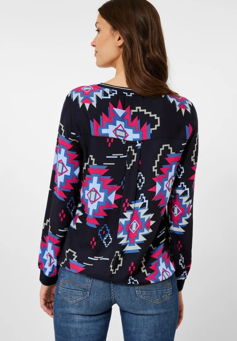 Bluse mit grafischem Print night sky blue