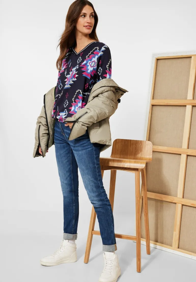 Bluse mit grafischem Print night sky blue