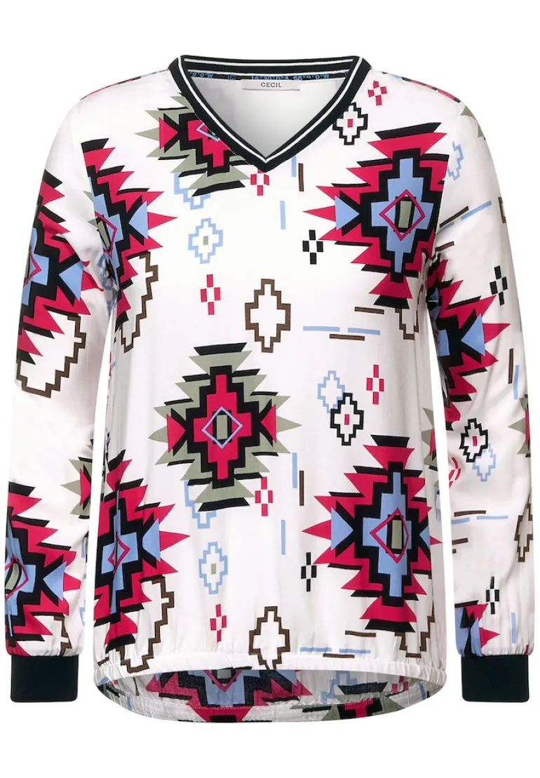 Bluse mit grafischem Print vanilla white