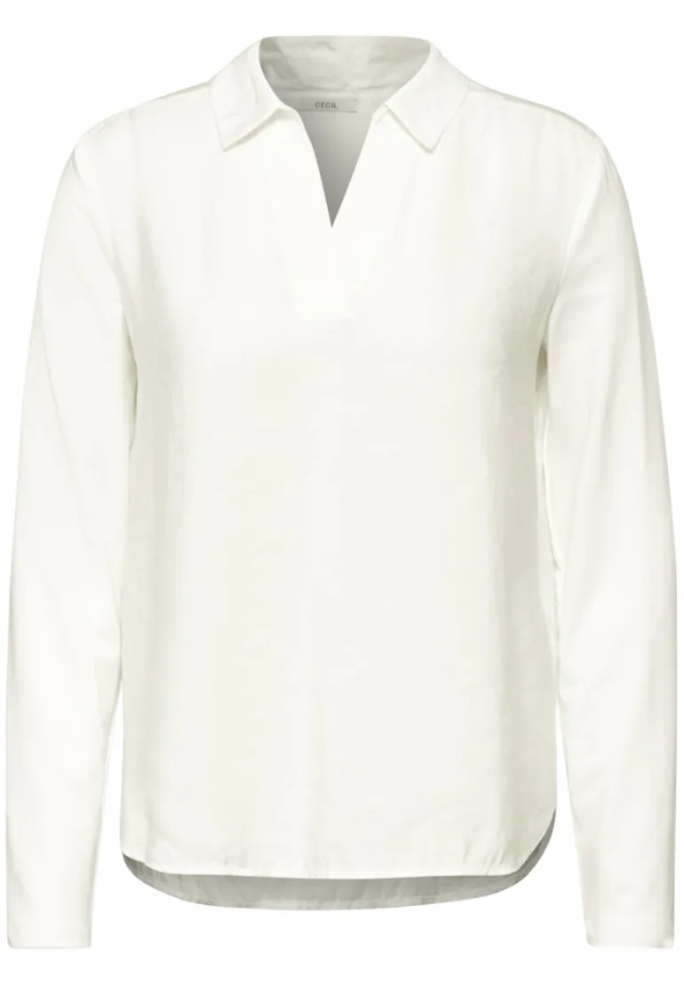 Bluse mit Jersey-Arm vanilla white