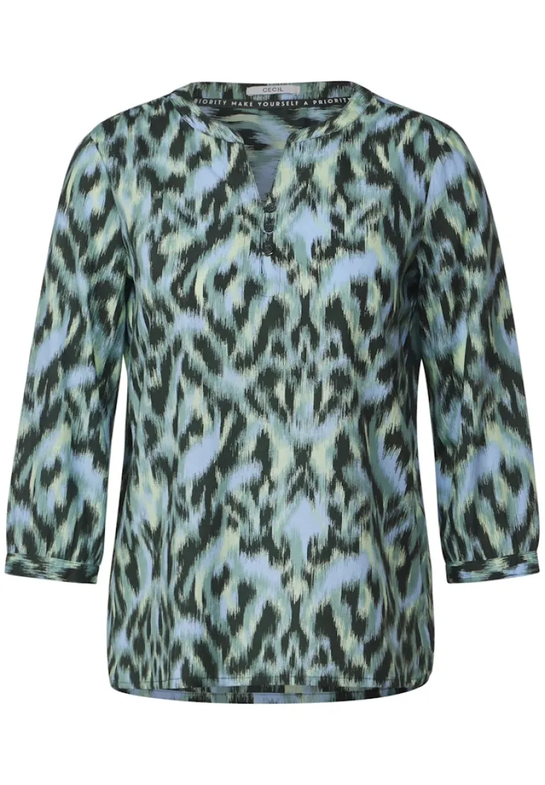 Bluse mit modernem Print strong khaki
