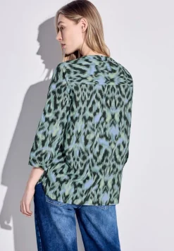 Bluse mit modernem Print strong khaki