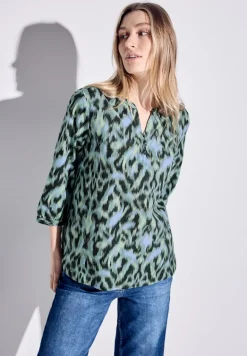Bluse mit modernem Print strong khaki