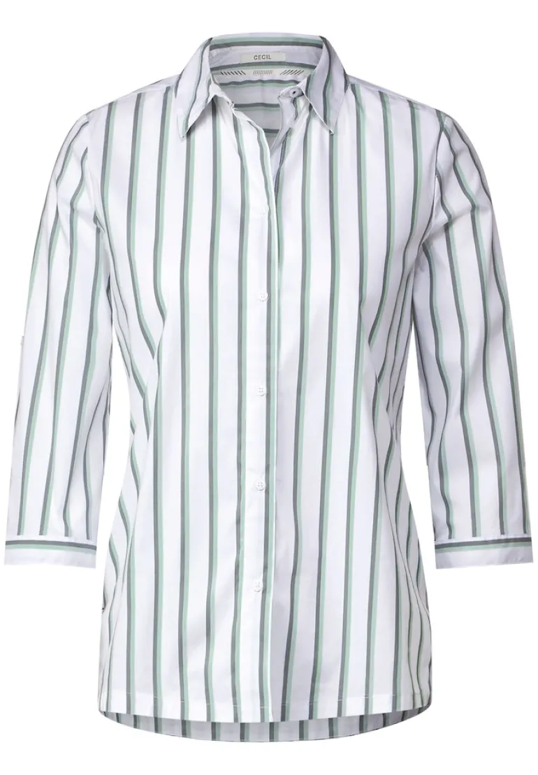 Bluse mit Multicolorstreifen easy khaki